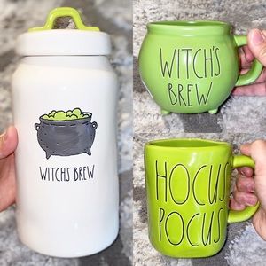 Set Of (3) Rae Dunn By Magenta Green Witchy Theme Halloween Kitchen Decor
